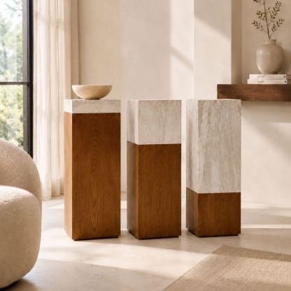 Siena Travertine Pedestal Set