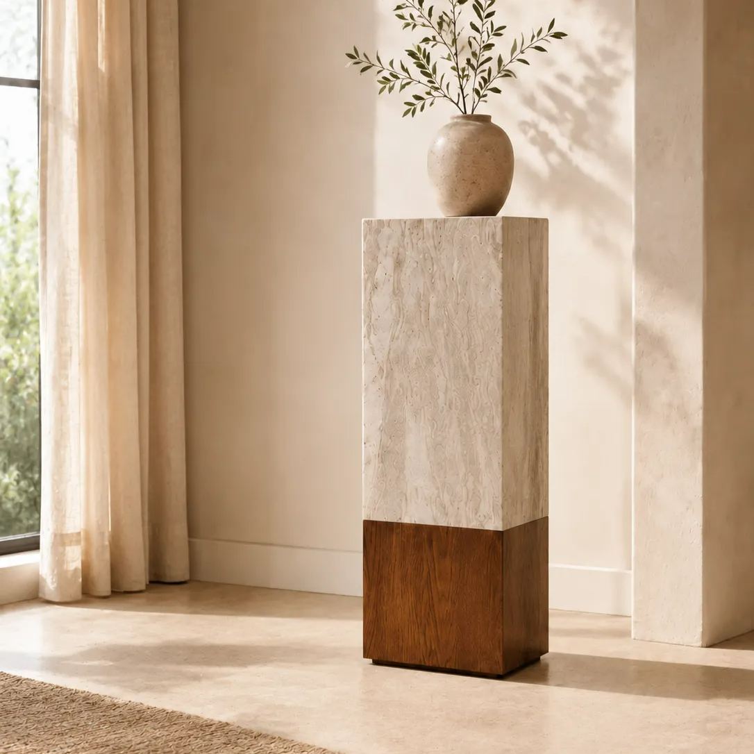 Siena Travertine Pedestal Set