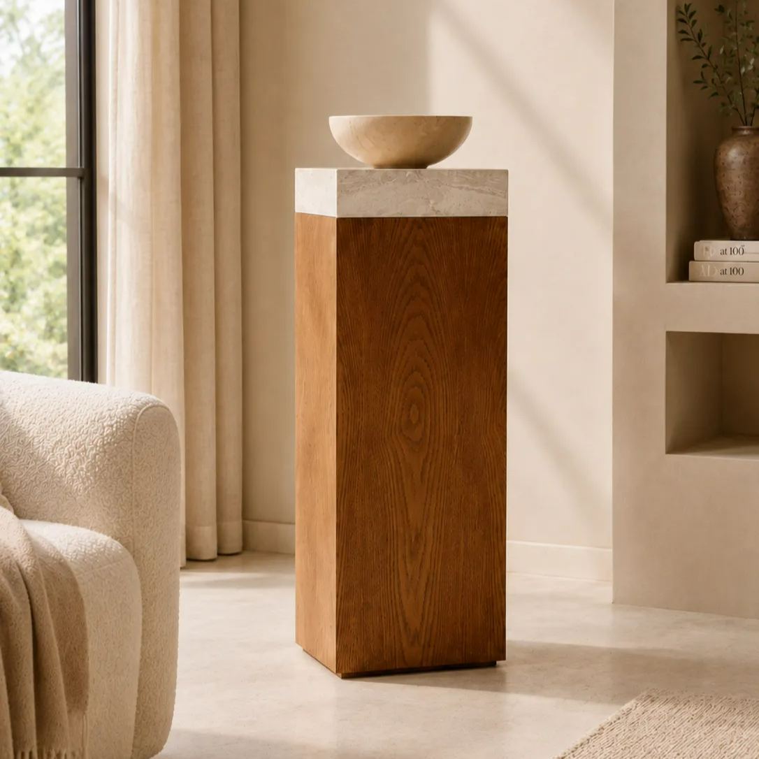 Siena Travertine Pedestal Set