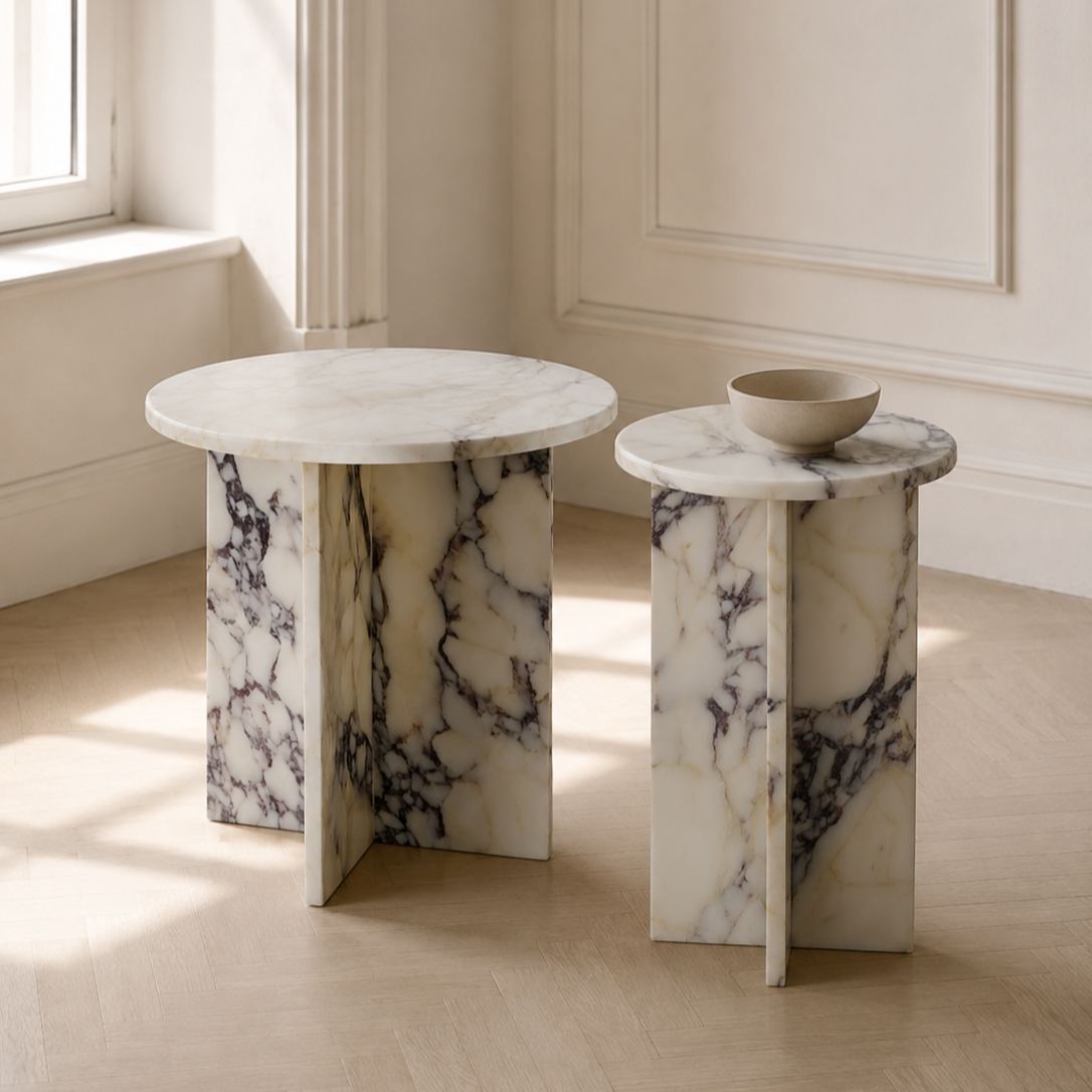 Bulgari Purple Marble Side Table Set
