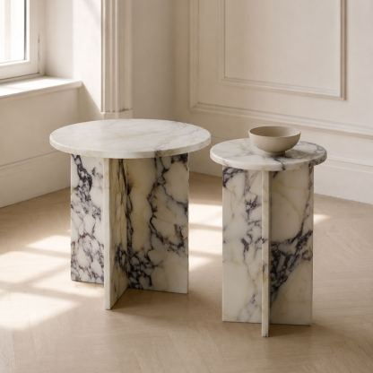 Bulgari Purple Marble Side Table Set