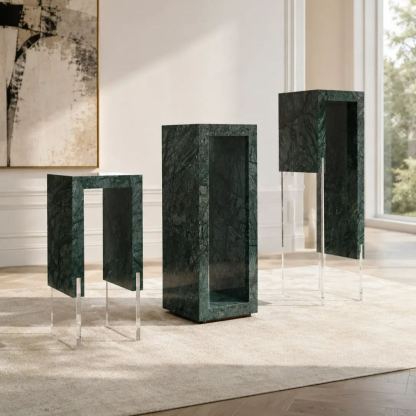 India Green Marble Accent Table Set