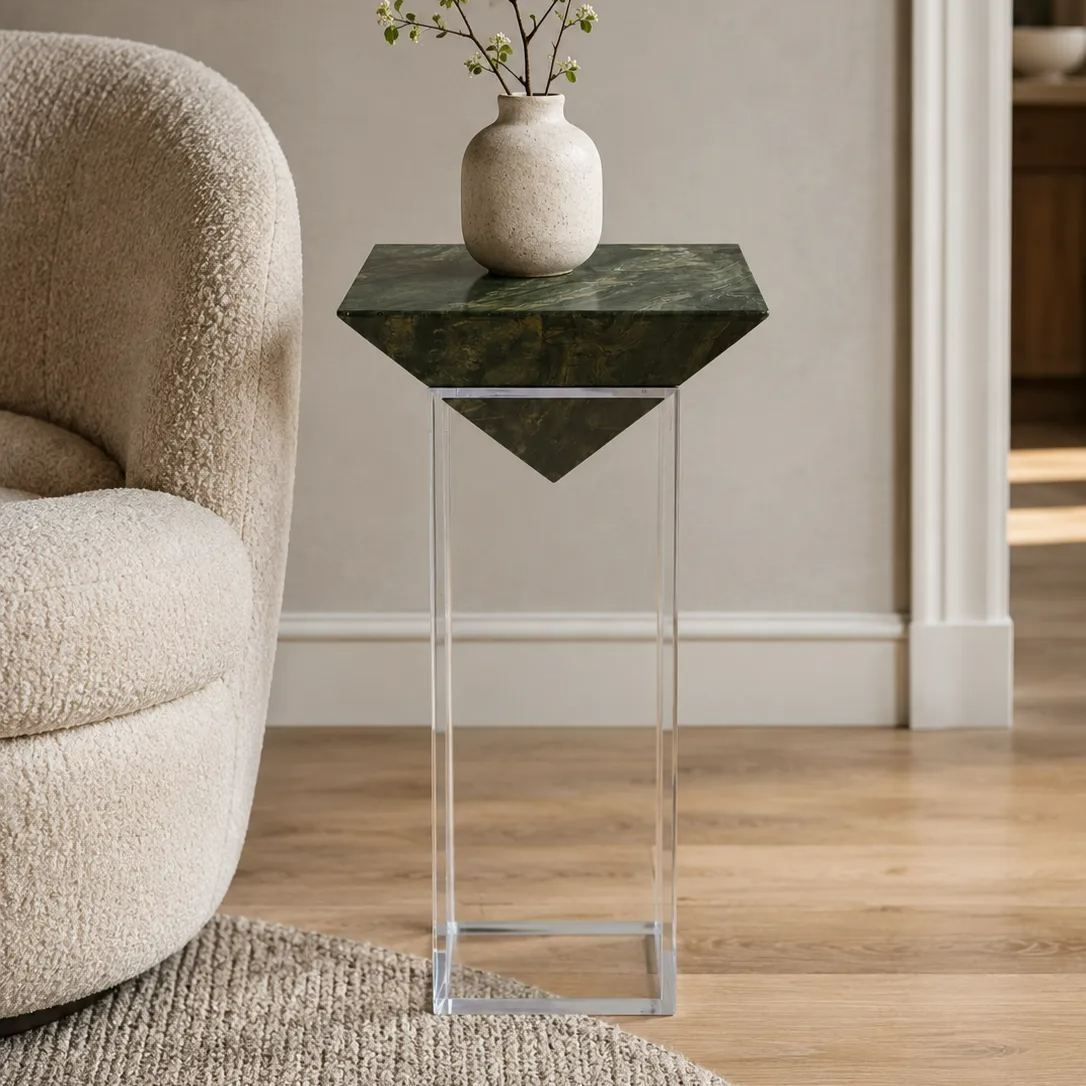 India Green Marble Accent Table Set