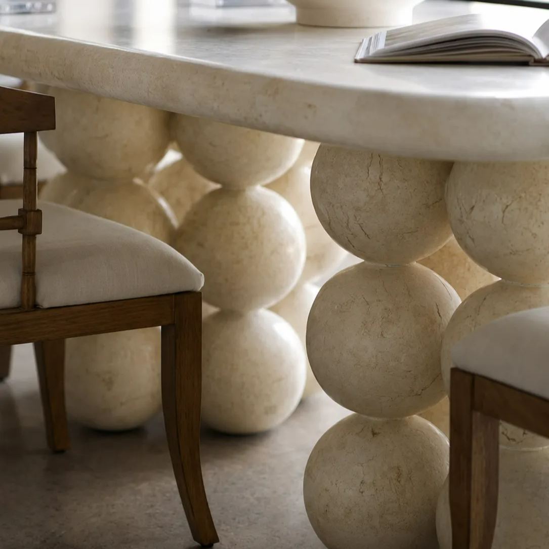 Marlow Fossilised Limestone Dining Table
