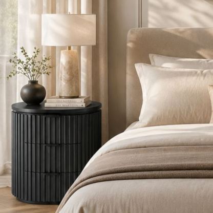Noir Fluted Bedside Table
