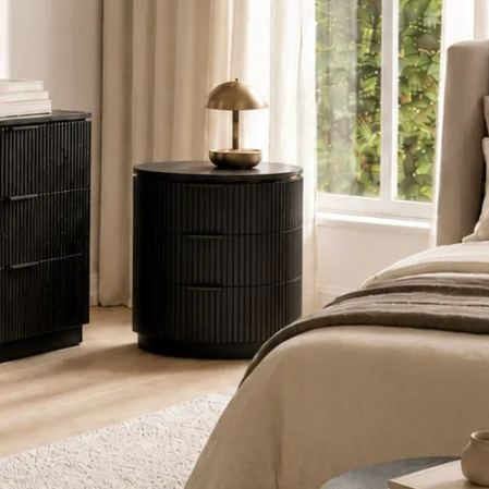 Noir Fluted Bedside Table