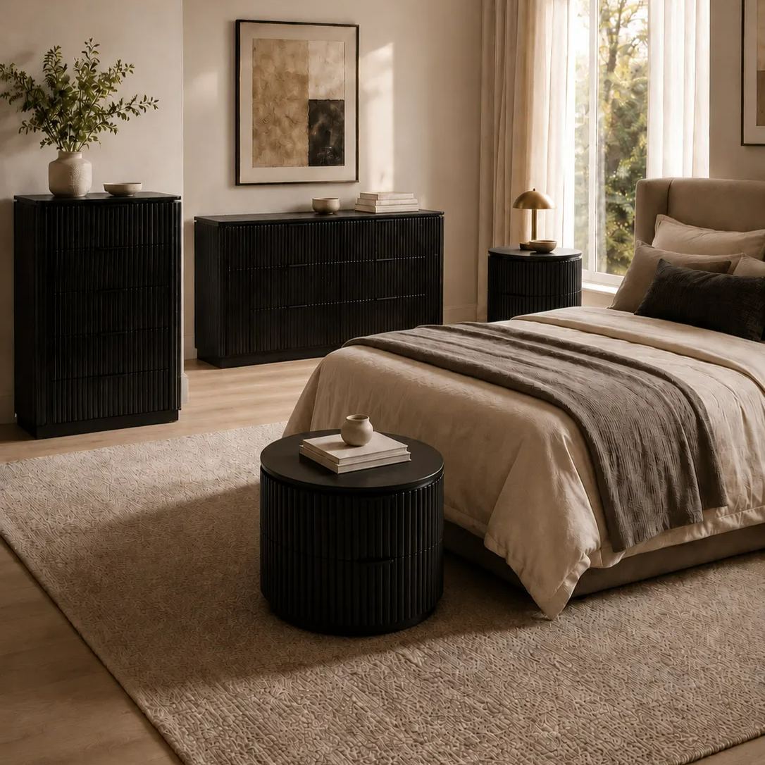 Noir Fluted Round Side Table