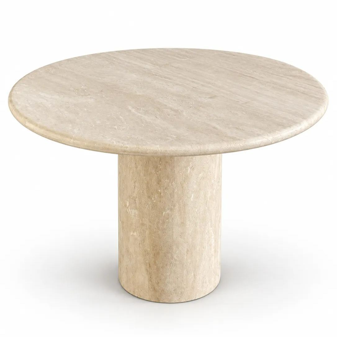 Aurelia Round Travertine Dining Table