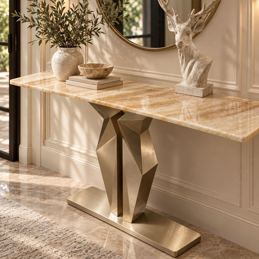 Persian White Jade Marble Console Table