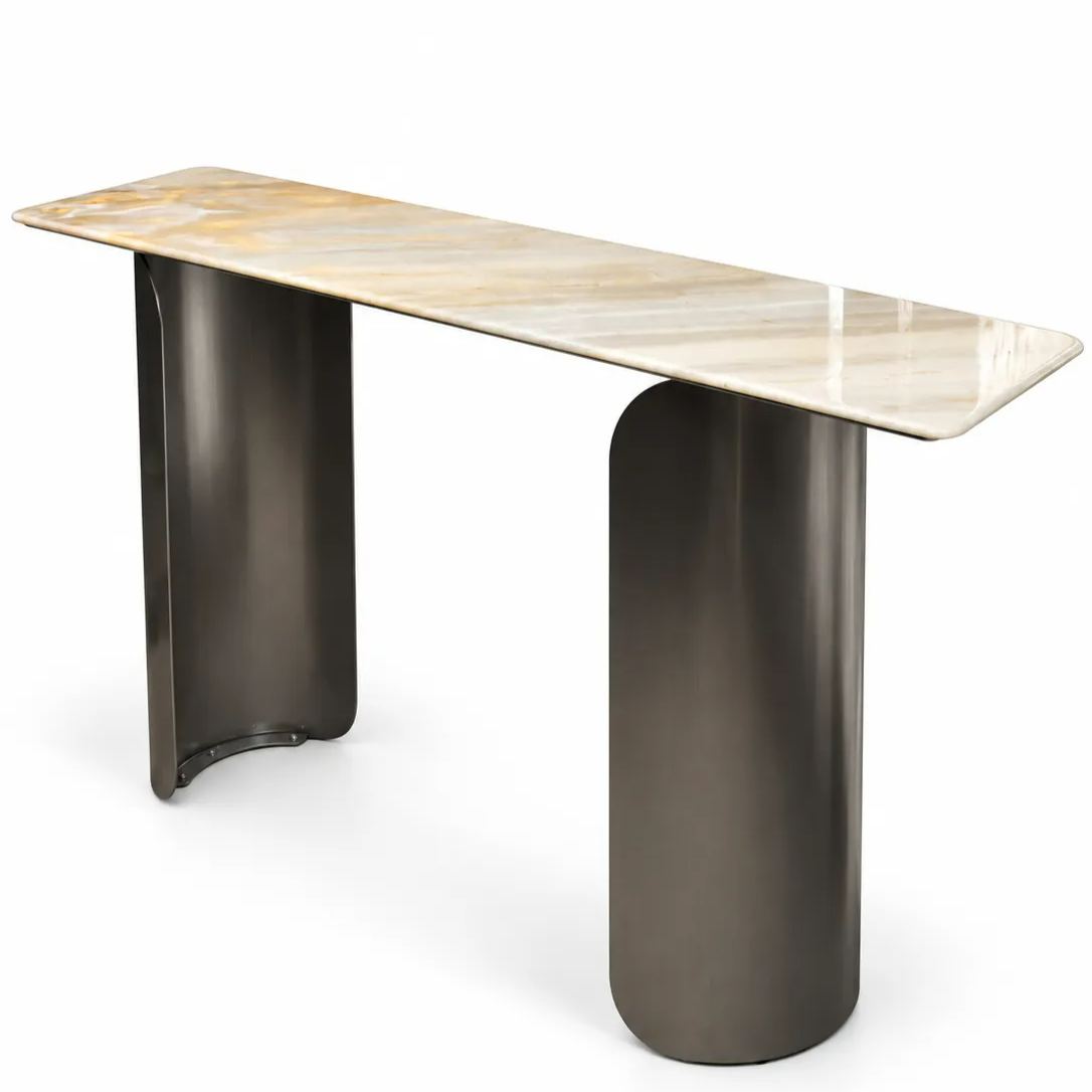 White Gold Sand Marble Console Table