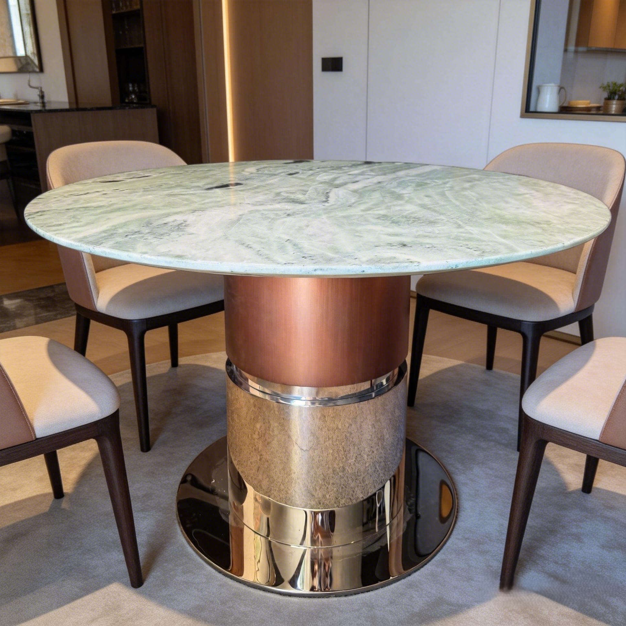 Emerald Cloud Marble Dining Table