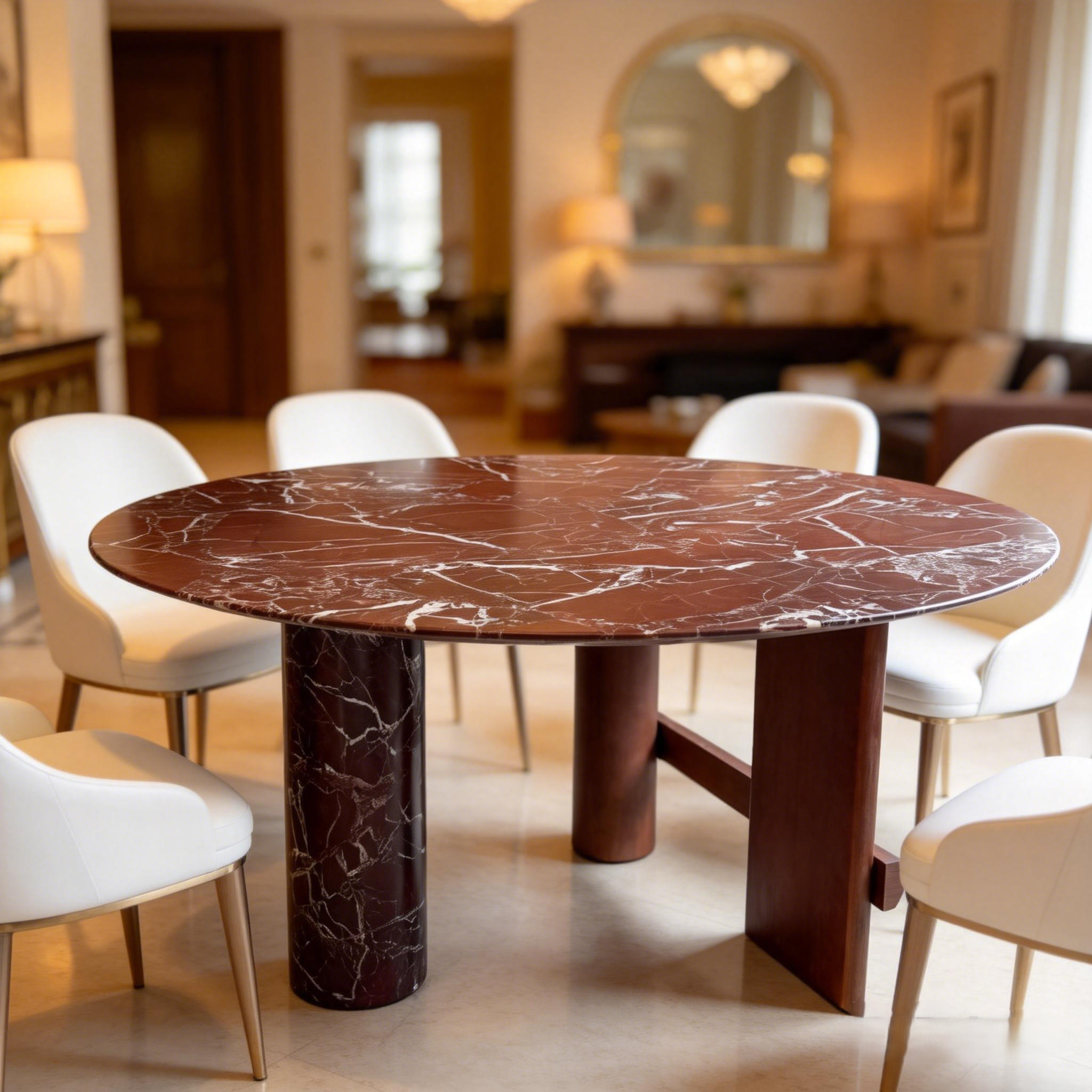 Rosso Viola Marble Dining Table