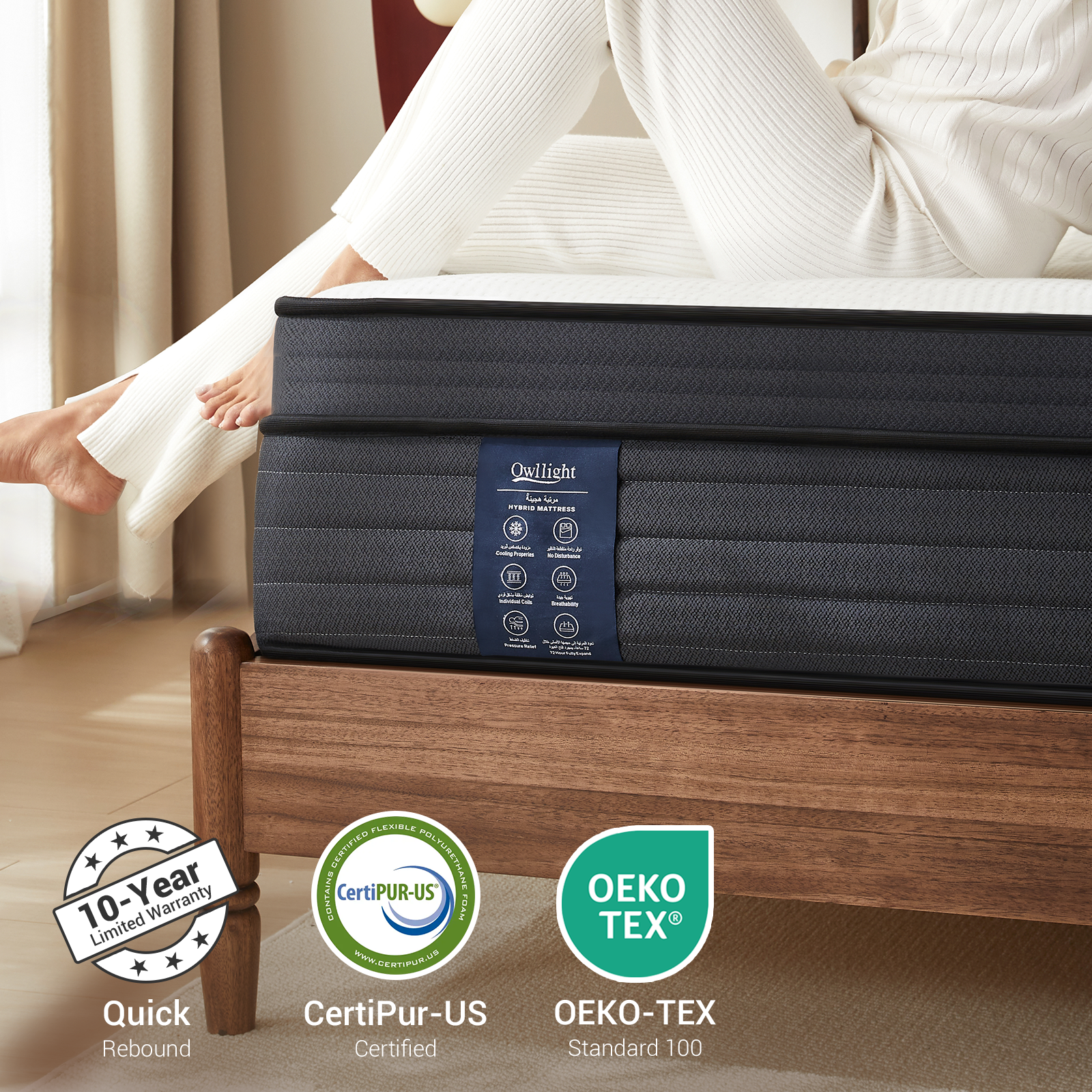 Mattress 180 * 200 * 30cm Medium Firm Hybrid Mattress, Cooling-Gel Memory Foam and Pocket Spring, Breathable Tencel Cover, 8cm Edge Foam Support,King Size