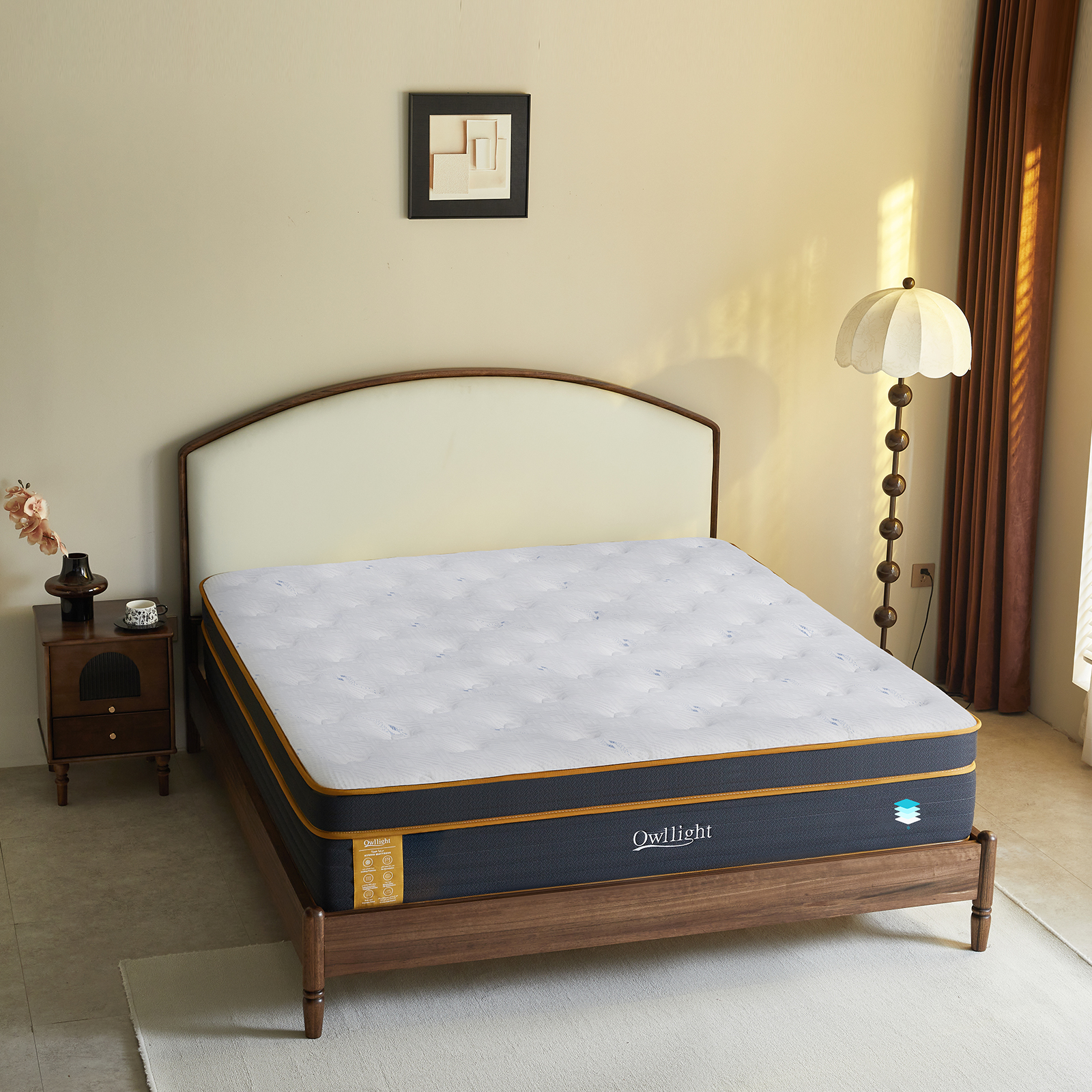 Mattress 180x200, 30cm Pocket Spring and Memory Foam Hybrid Mattress King Size, Breathable Cool Ice Silk Fabric,4D Air Fiber Material, 7cm Edge Foam Support