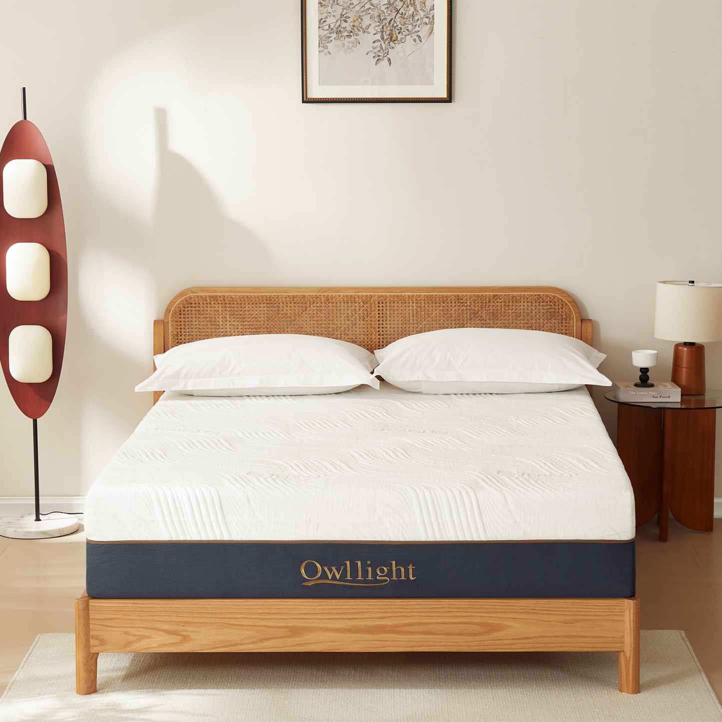 Owllight 25cm Cooling Gel Memory Foam Mattress,Medium Firm with Removable and Washable Fiber Knit Cover,and 3 Layer High-density Supporting Sponge & Bamboo Charcoal Egg Crate Combo,180*200*25cm,King.