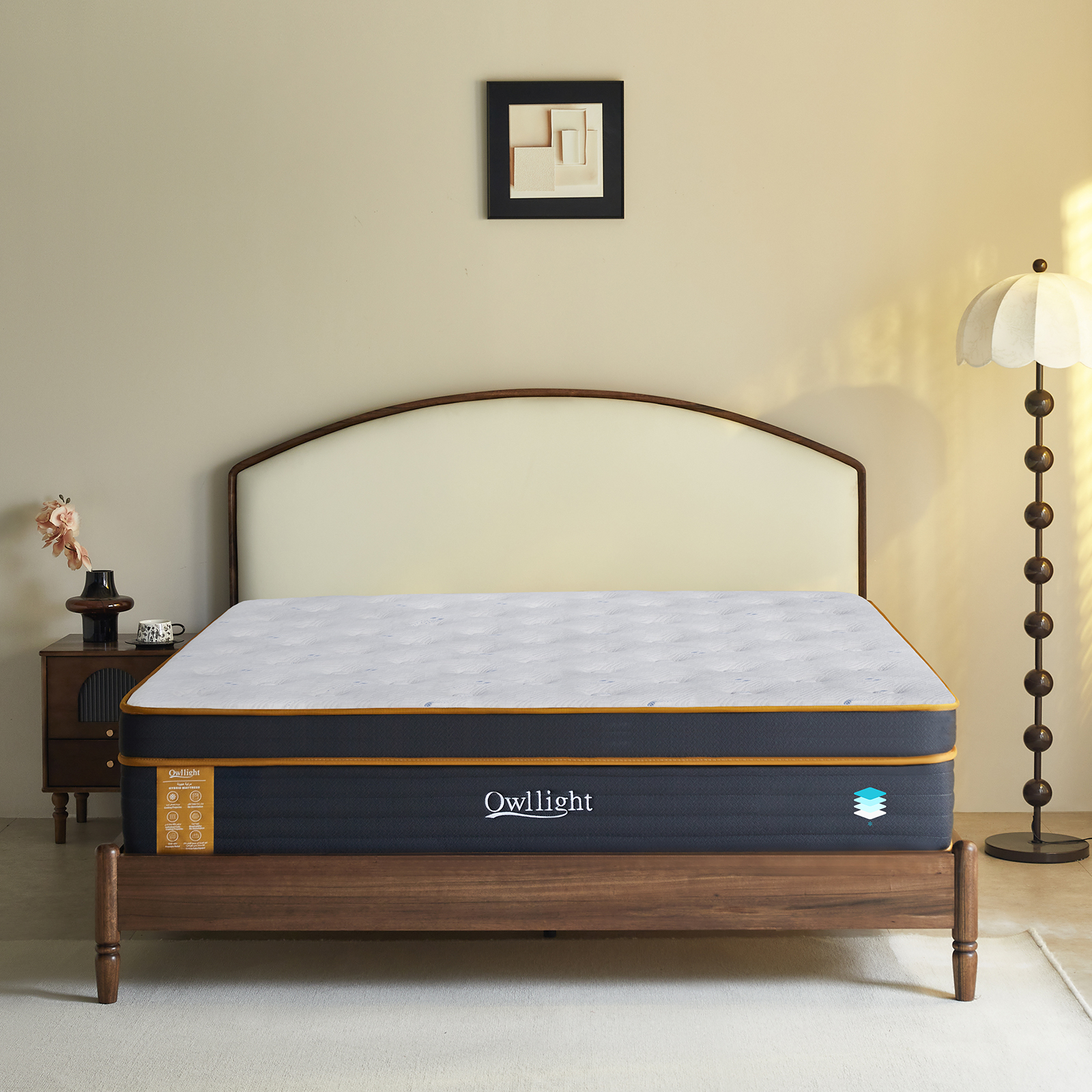 Mattress 180x200, 30cm Pocket Spring and Memory Foam Hybrid Mattress King Size, Breathable Cool Ice Silk Fabric,4D Air Fiber Material, 7cm Edge Foam Support