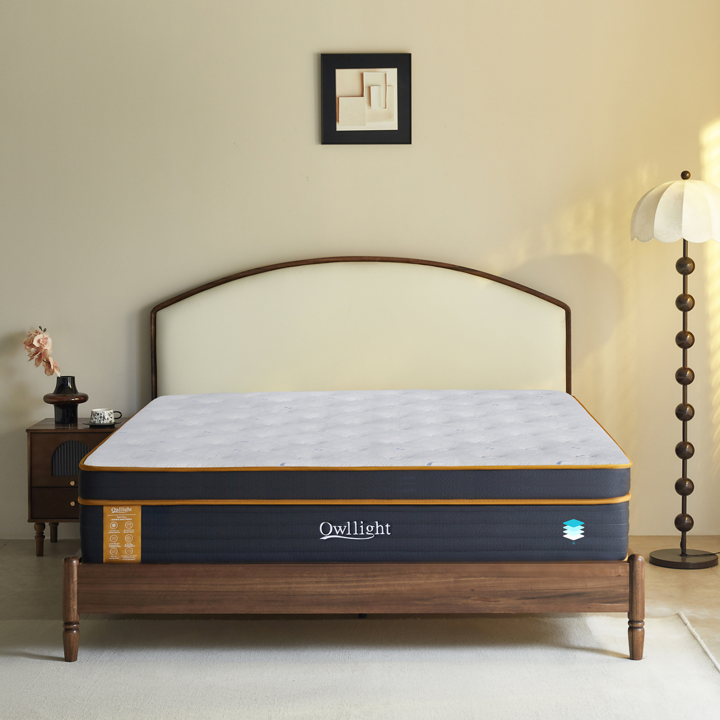 Mattress 180x200, 30cm Pocket Spring and Memory Foam Hybrid Mattress King Size, Breathable Cool Ice Silk Fabric,4D Air Fiber Material, 7cm Edge Foam Support