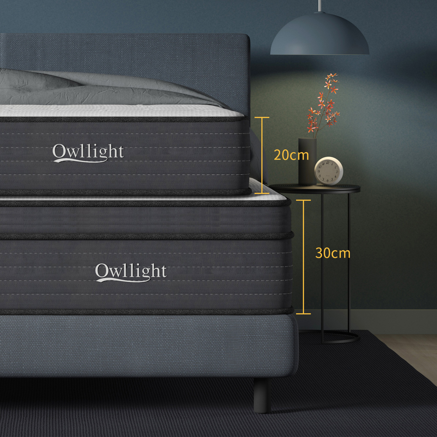 Mattress 180 * 200 * 30cm Medium Firm Hybrid Mattress, Cooling-Gel Memory Foam and Pocket Spring, Breathable Tencel Cover, 8cm Edge Foam Support,King Size