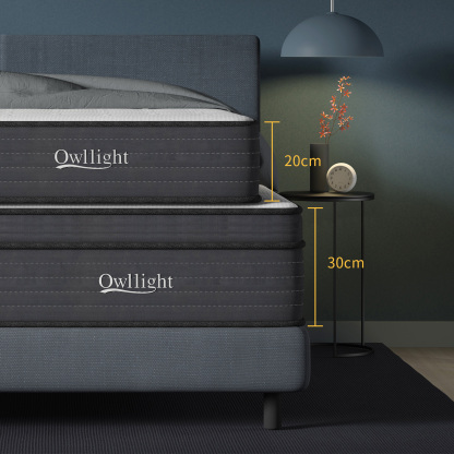 Mattress 180 * 200 * 30cm Medium Firm Hybrid Mattress, Cooling-Gel Memory Foam and Pocket Spring, Breathable Tencel Cover, 8cm Edge Foam Support,King Size