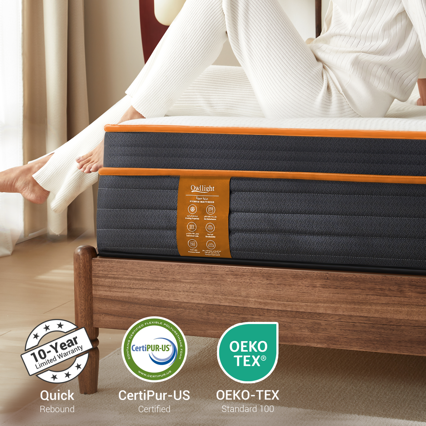 Owllight Tulip Cooling 4D Pro Spine & Back Care Hybrid Mattress, Warranty, CertiPur-US, OEKO-TEX