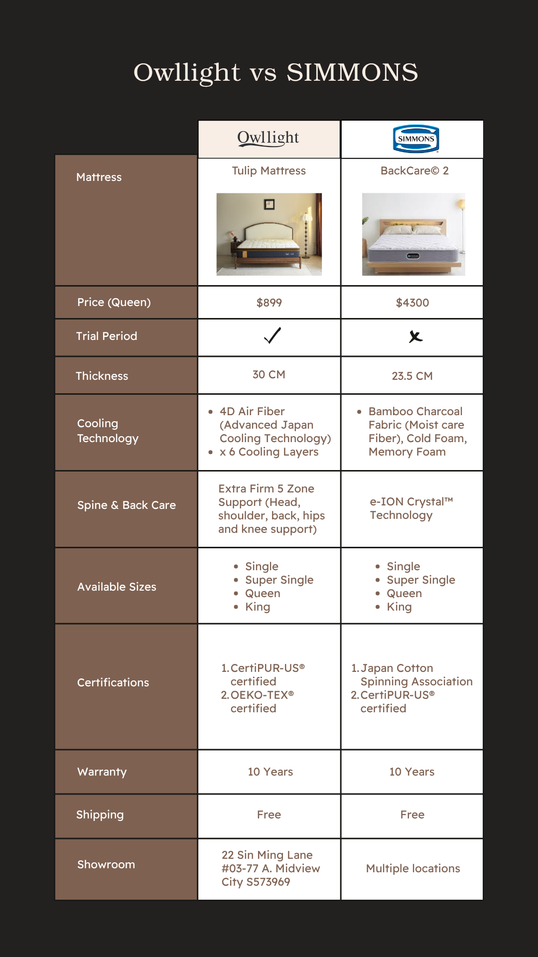 Simmons BackCare® 2 vs Owllight Tulip Queen Mattress