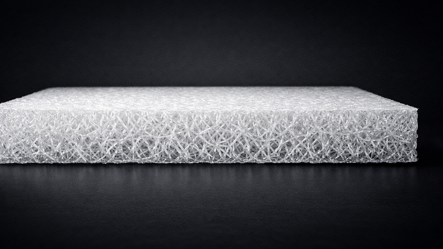 Side view of a 4D air fiber slab showing its open looped filament structure