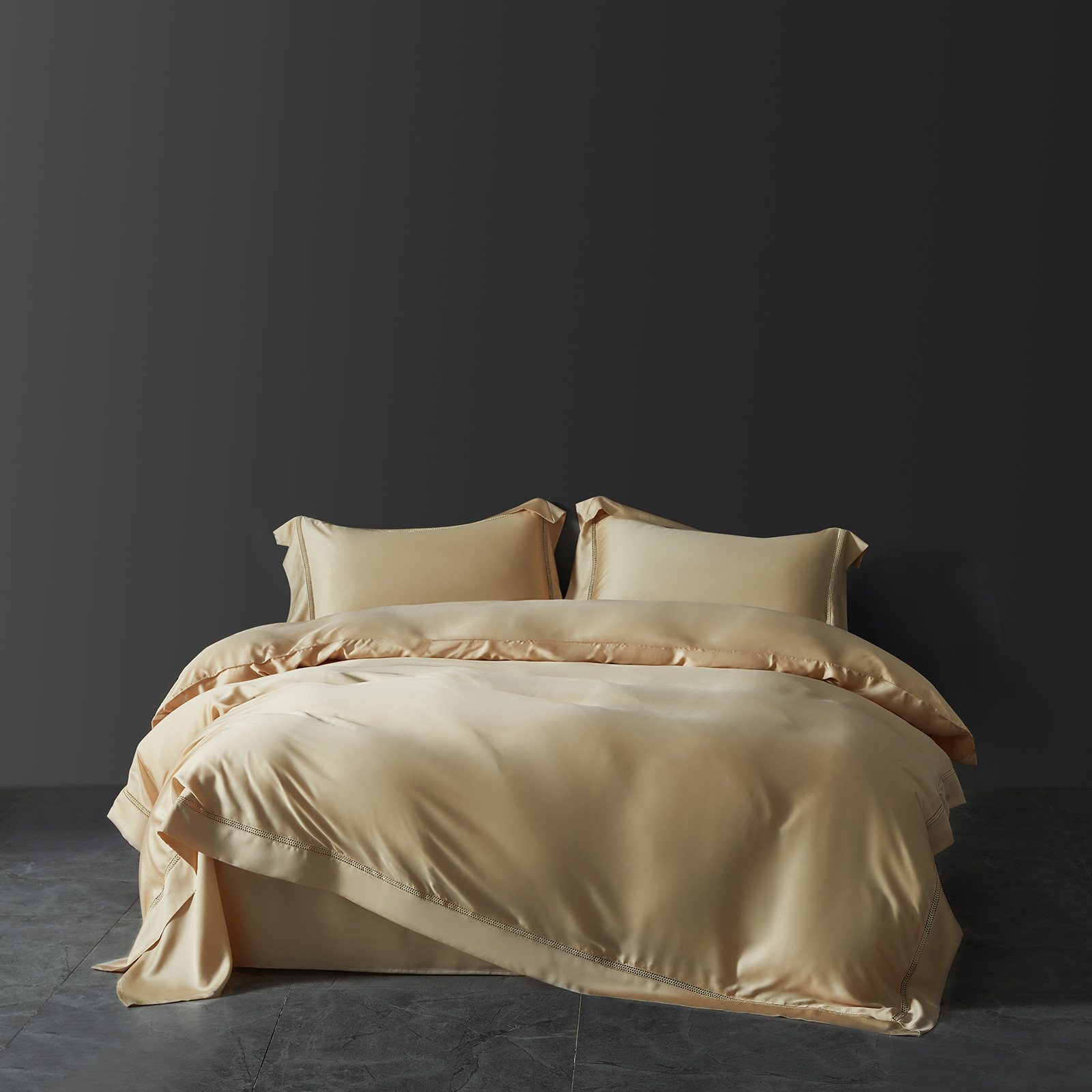 Bedding sets (Tencel Lyocell) - Owllight Royal 2000TC Bed Sheets - Champagne King | Queen Fitted Bedsheet Set and Full
