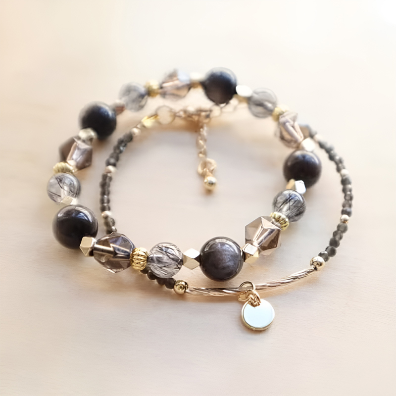 銀曜石黑曜石組合手鍊