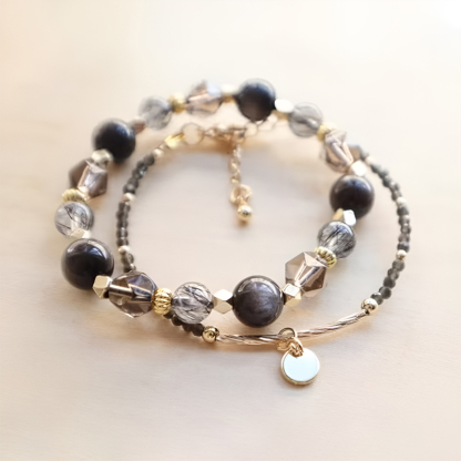 銀曜石黑曜石組合手鍊