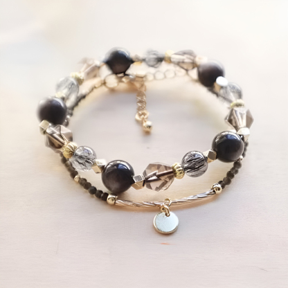 銀曜石黑曜石組合手鍊