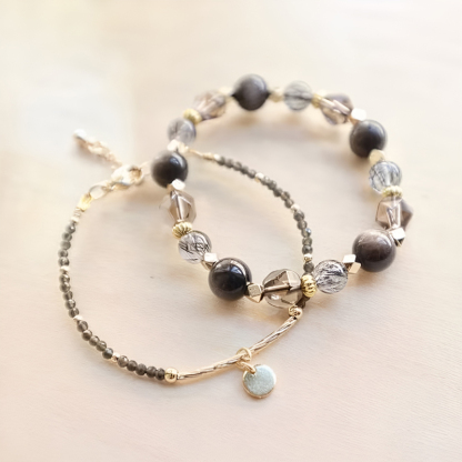 銀曜石黑曜石組合手鍊