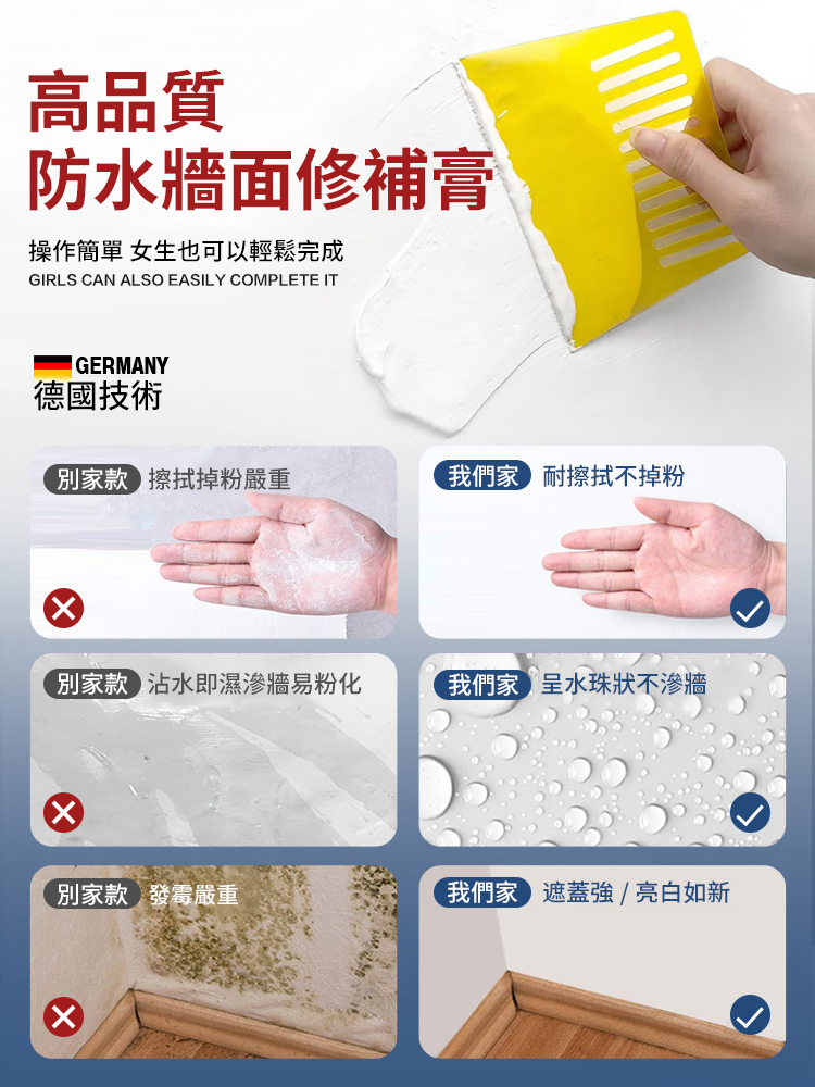 防水防黴牆面修補翻新膏
