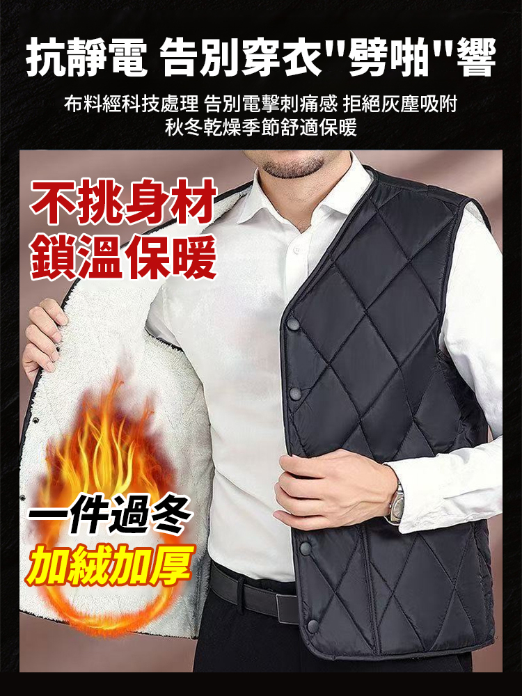 超保暖！加絨加厚馬甲男