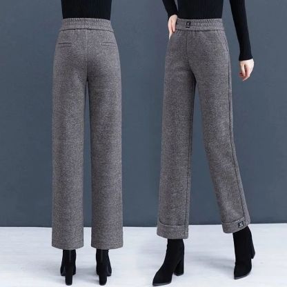 秋冬毛呢闊腿褲女