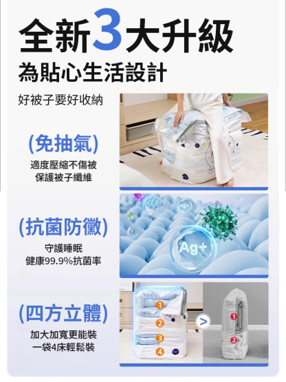 【免抽真空】加厚3D立體壓縮收納袋