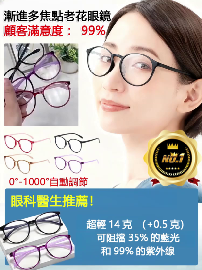 超輕防藍光一體輕巧老花眼鏡
