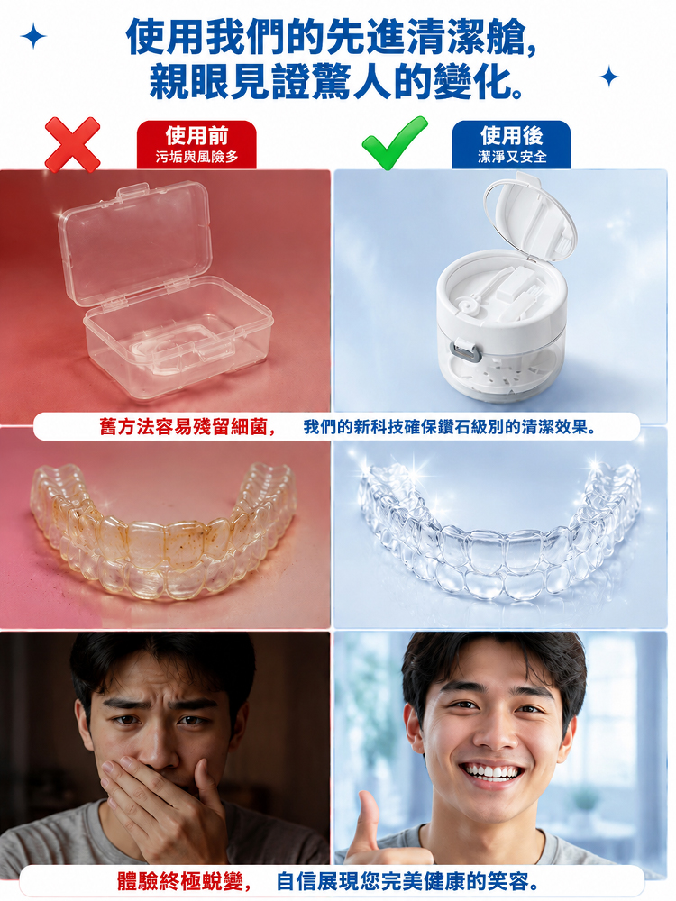 【讓牙套時時保持無菌！ 】三合一升降收納盒
