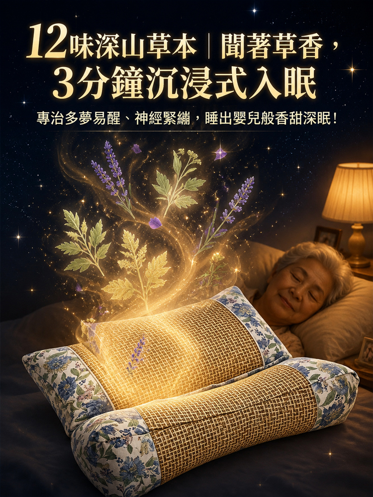 「會呼吸的颈椎神枕」12味草本藤席三角枕
