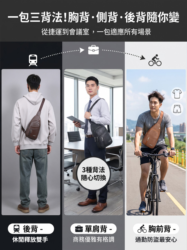 百搭商務男士胸包