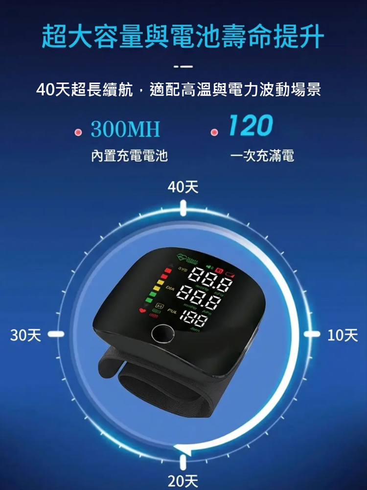【語音大彩色螢幕】全自動手腕式電子血壓計