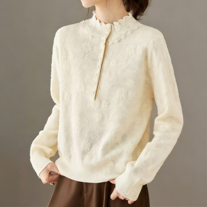 半高領蕾絲針織打底衫