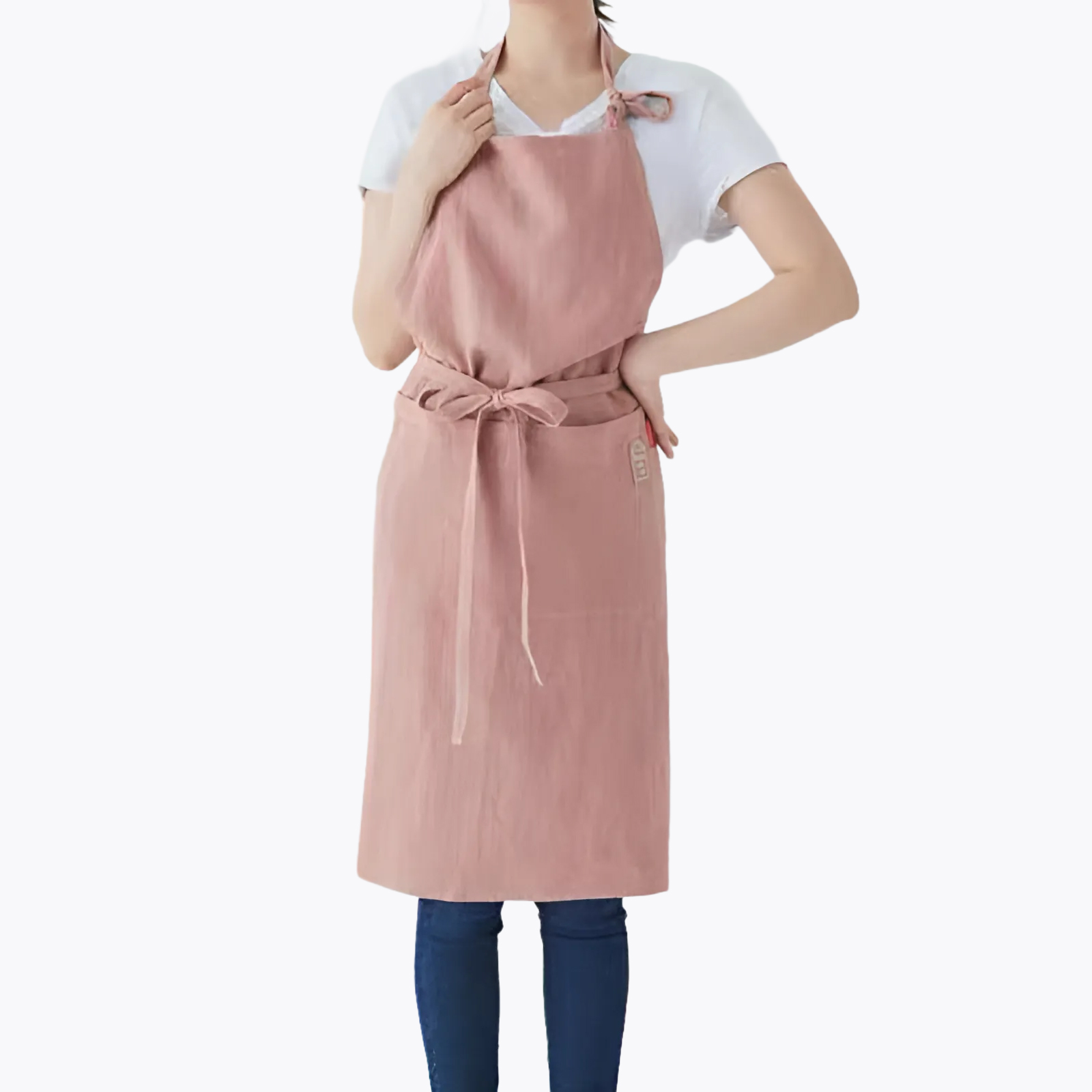 Linen Cotton Household Kitchen Fashion Tie Art Art Men and Women Work Apron