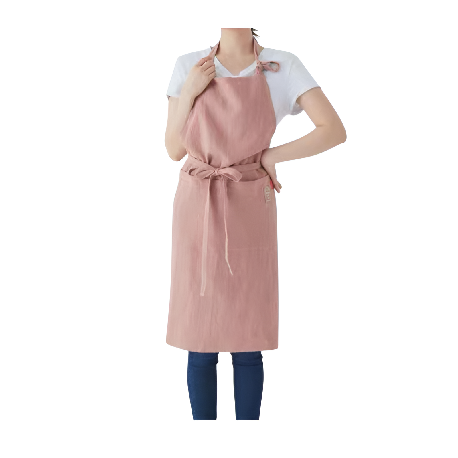 Linen Cotton Household Kitchen Fashion Tie Art Art Men and Women Work Apron