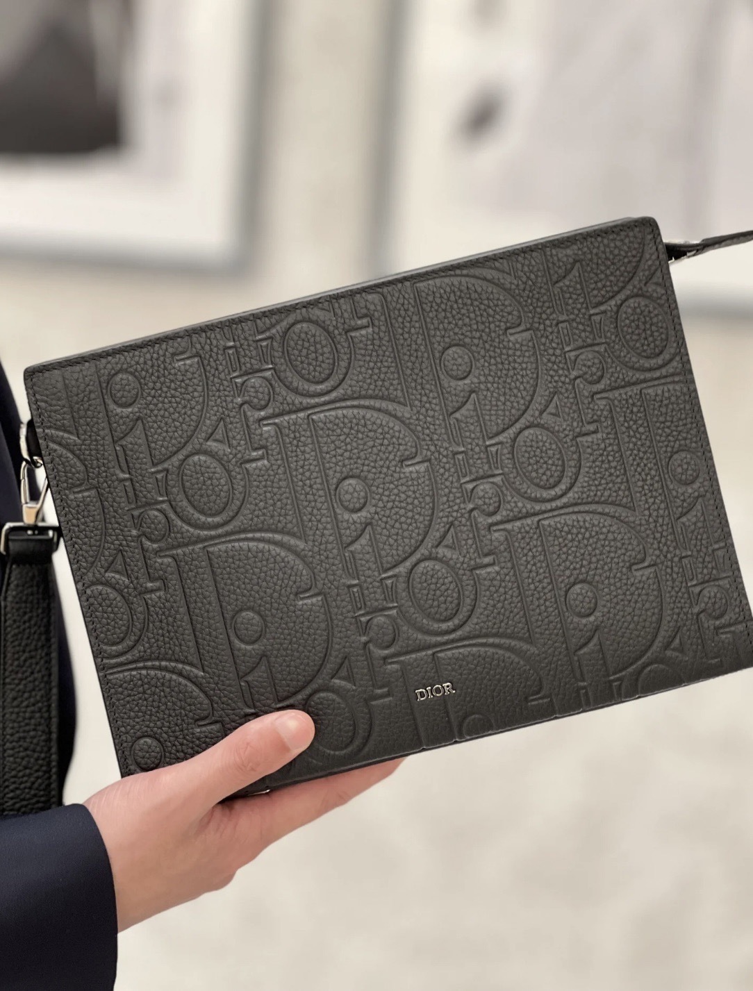 便利！ディオール A5 トライアングル ポーチ グラビティ レザー 28x19x3cm