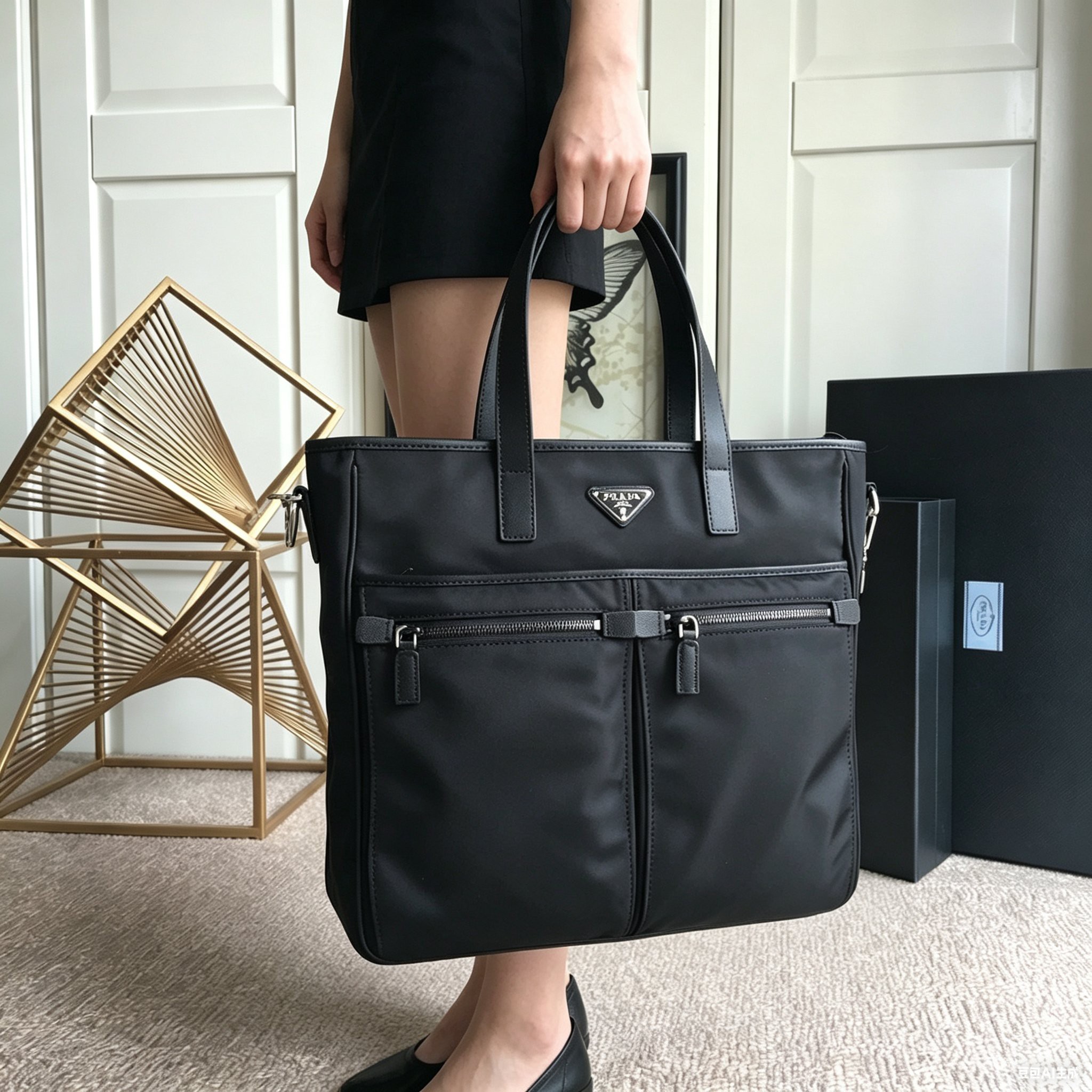 【超人気】♦PRADA♦Re-Nylonサフィアーノレザー ダッフルバッグ