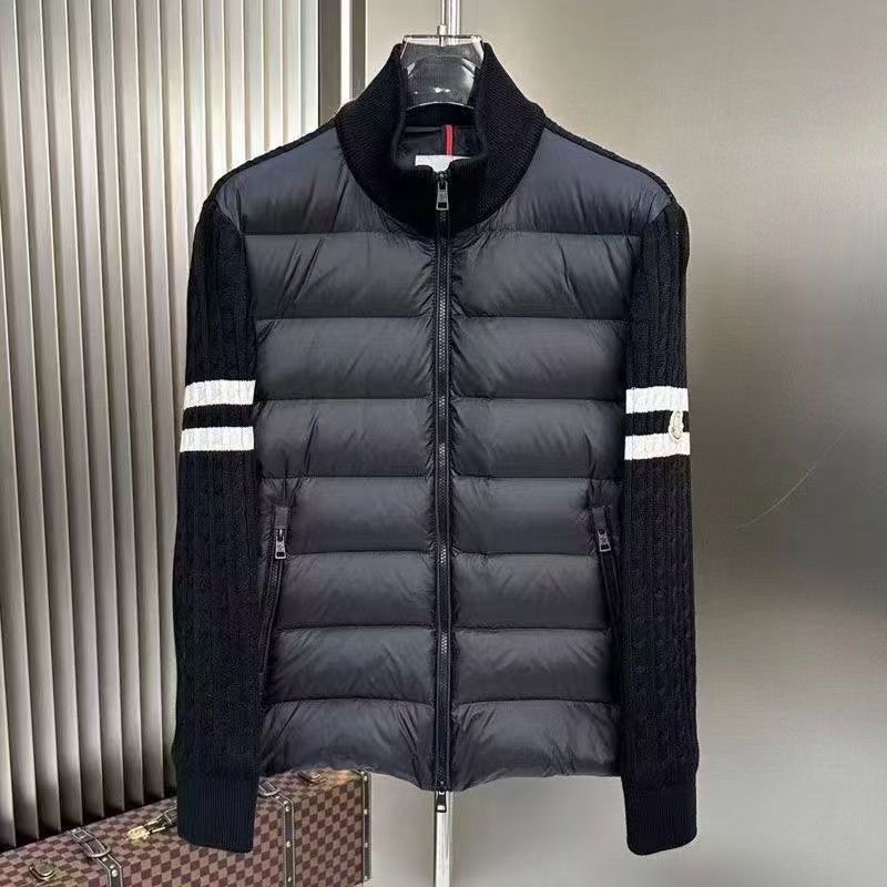 【Moncler】モンクレール 2024 スタンドカラーニットウールパッチワークダウンジャケット