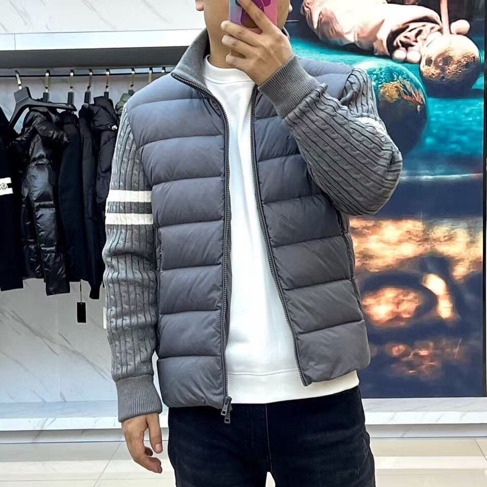 【Moncler】モンクレール 2025 スタンドカラーニットウールパッチワークダウンジャケット