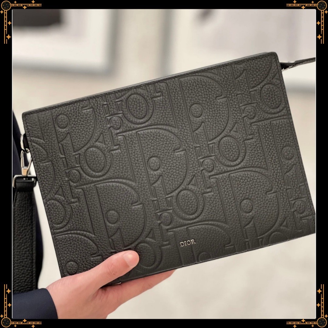 便利！ディオール A5 トライアングル ポーチ グラビティ レザー 28x19x3cm