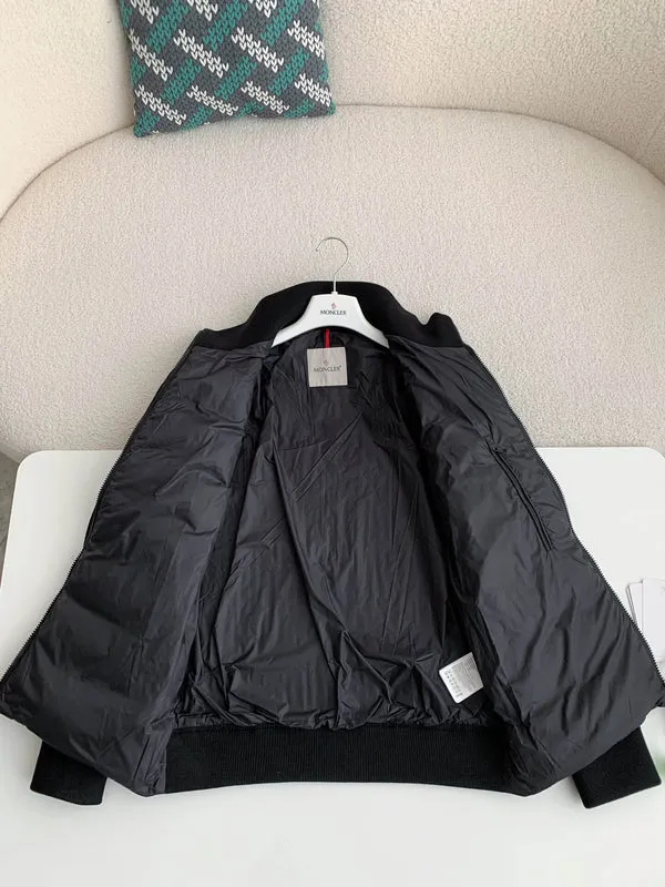 Moncler Padded Wool Zip-Up Cardigan Black/Dark Gray モンクレール パッド入りウール ジップアップ カーディガン ブラック/ダークグレー