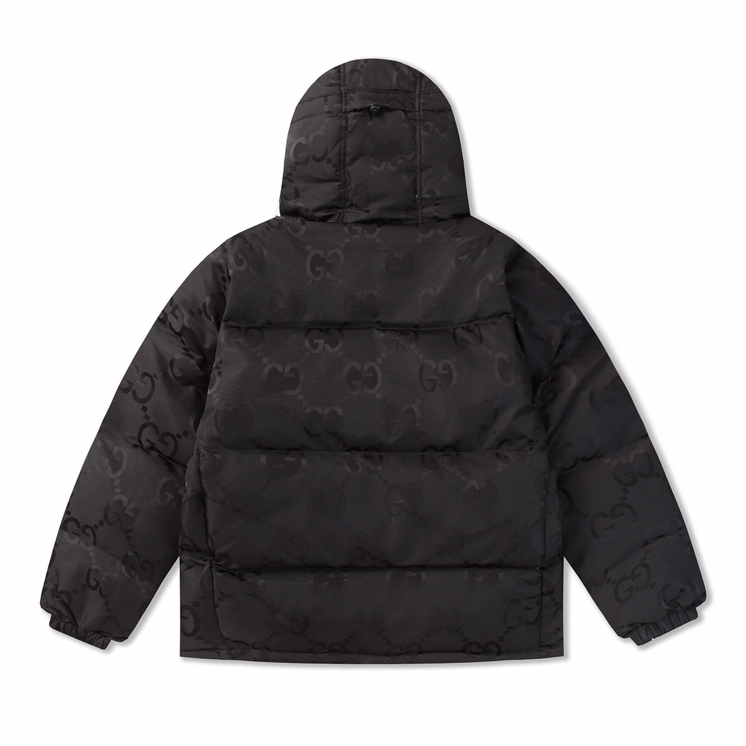 GUCCI GG パターン フロントボタン ダウンジャケット ブラック